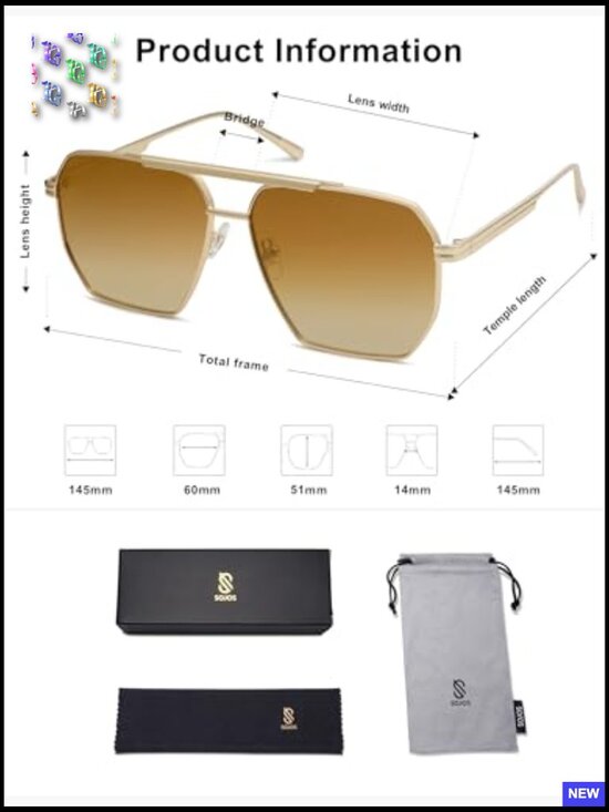 Retro Oversized Square Polarized Sunglasses Classic Metal Frame UV Protection main image 5